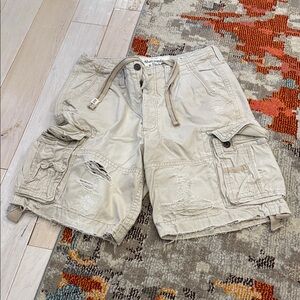 Abercrombie & Fitch Men's Distressed Beige Cargo Shorts size 36